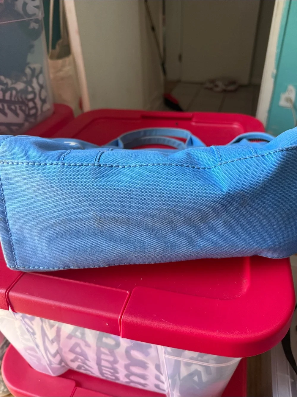 Marc Jacobs blue canvas tote bag used